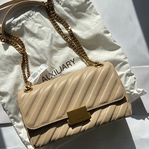 NWT RARE Aritzia Auxiliary leather shoulder bag!  Beautiful beige leather.